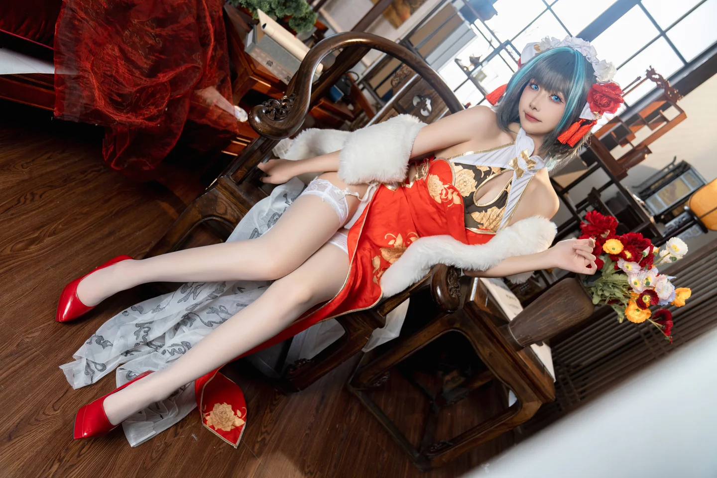 Momoko葵葵 - 柴郡本 旗袍 [29P-185MB] tg@simisebaisi 【丝足阁】009.webp